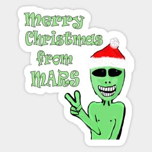 Merry Christmas from Mars Green Martian Sticker